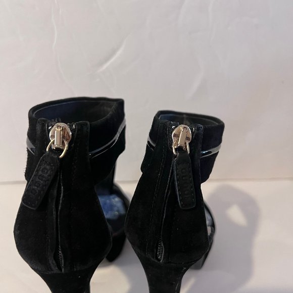 $895 GUCCI T-STRAP SUEDE PLATFORM ANKLE STRAP SANDAL HIGH HEELS SZ 36.5 IT / 6.5 - Picture 6 of 9